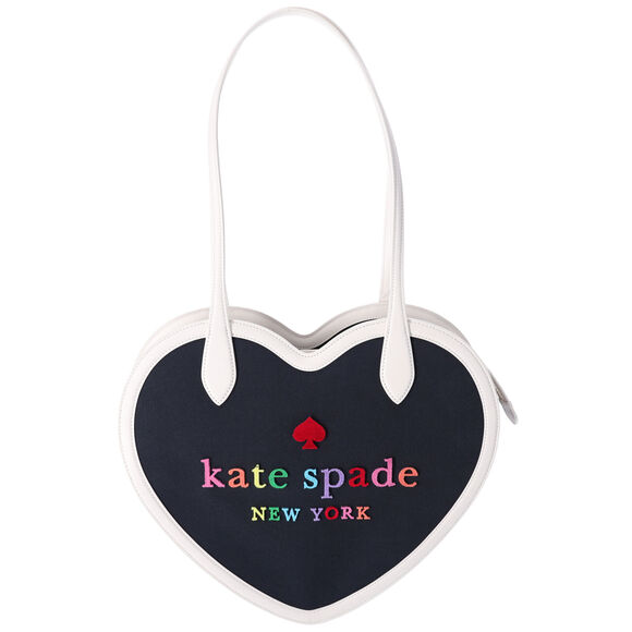 Kate Spade Rainbow Collection Love Shack Heart Tote Blue Multi Logo - Picture 1 of 5